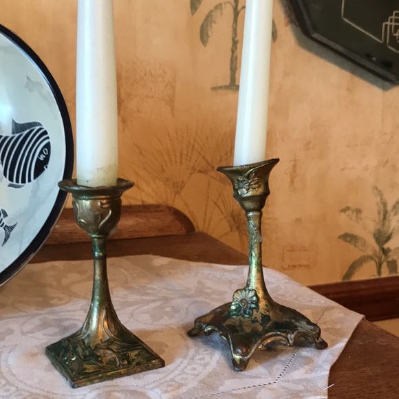 ART NOUVEAU CANDLE HOLDERS - Picture 3 of 16